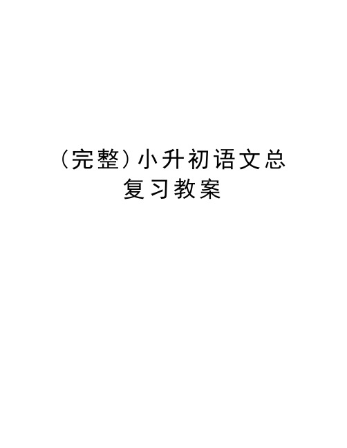 (完整)小升初语文总复习教案讲课稿