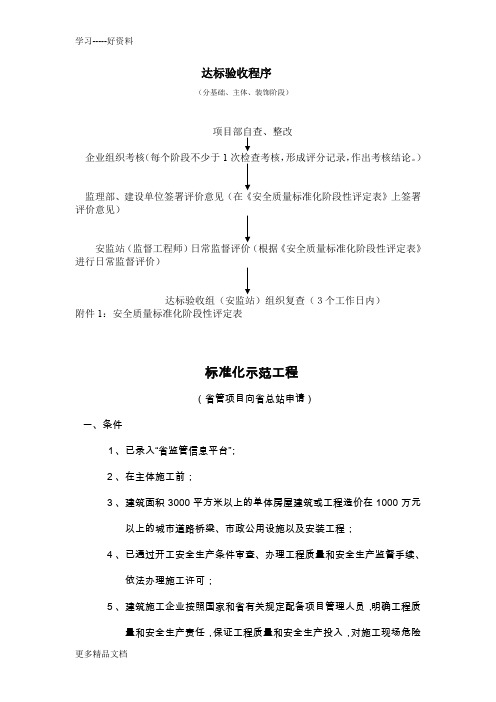 达标验收、标准化示范工程、工地申报程序汇编