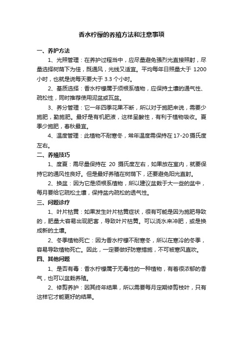 香水柠檬的养殖方法和注意事项