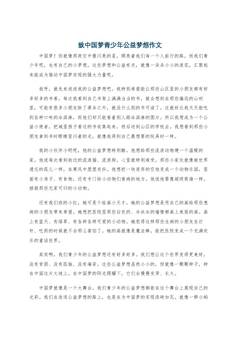 致中国梦青少年公益梦想作文