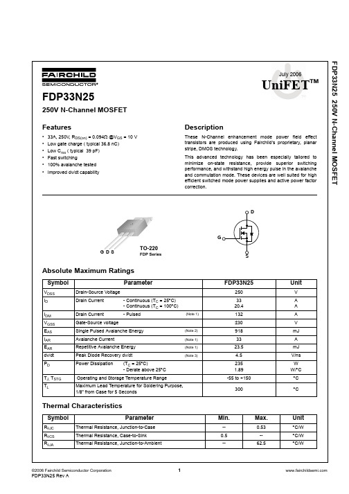 FDP33N25资料