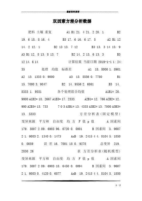 双因素方差分析数据