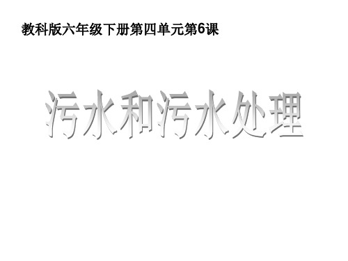 六年级下册科学课件4.6污水和污水处理 教科版(共18张PPT)