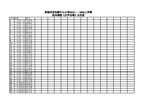 校本课程女生合唱  点名册