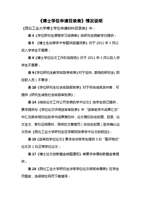 西北工业大学 博士学位申请目录说明