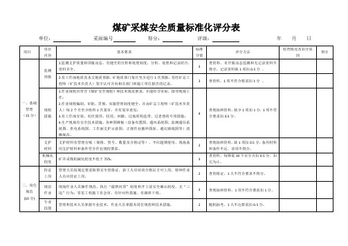 采煤安全质量标准化评分表