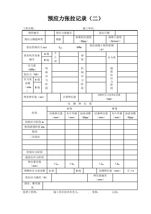 预应力张拉记录(二)