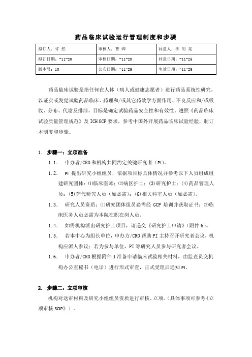 中山大学附属肿瘤医院药物临床试验运行管理新规制度和作业流程发布版