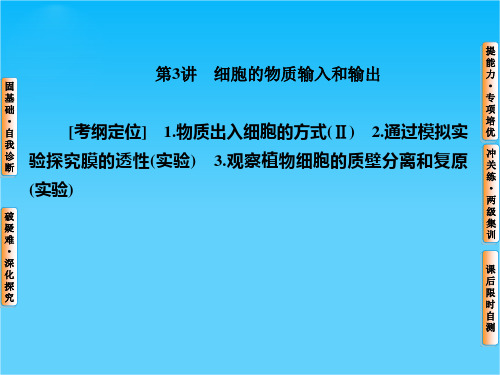 2016新课标高考总复习高三生物一轮复习课件第二单元 细胞的基本结构与物质输入和输出 第3讲