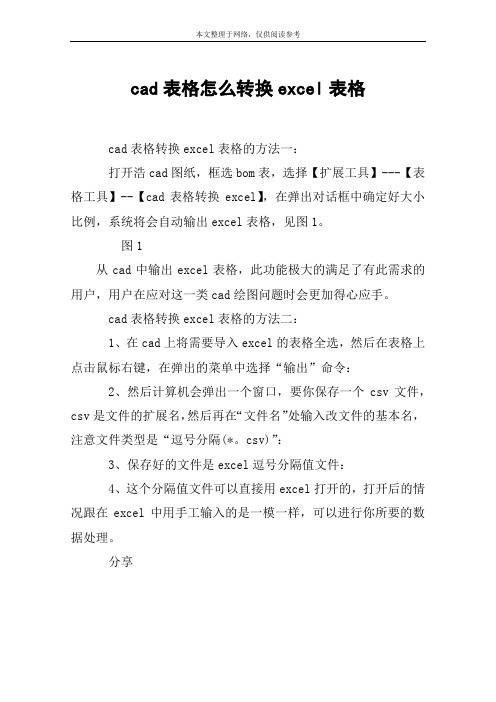 cad表格怎么转换excel表格