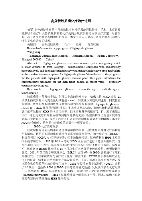 高分级胶质瘤化疗治疗进展