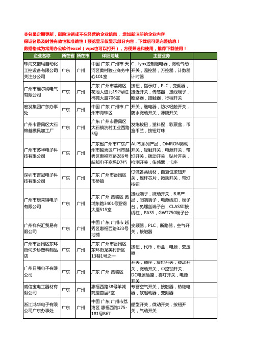 新版广东省广州微动开关工商企业公司商家名录名单联系方式大全83家