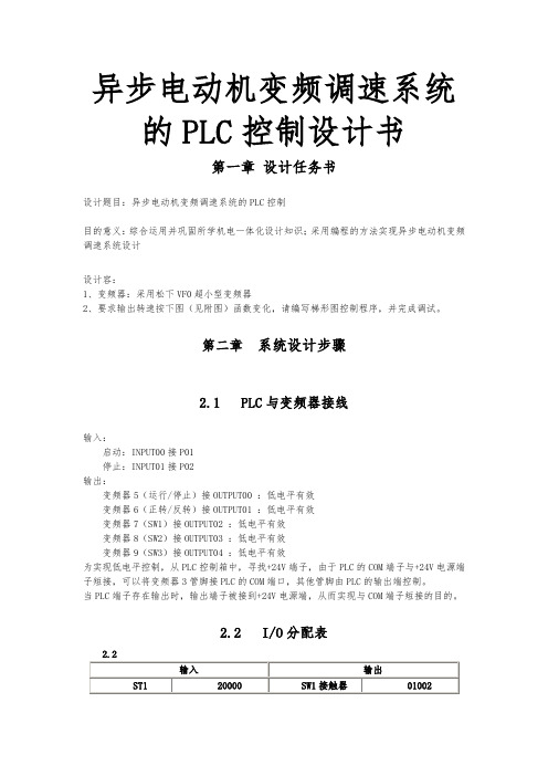 异步电动机变频调速系统的PLC控制设计书