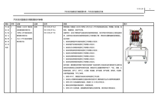 汽车实训室技术参数