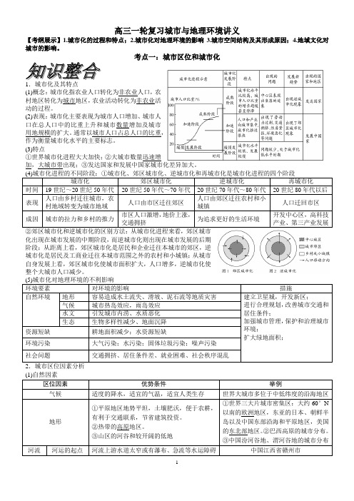 2019届高考高三地理一轮复习城市与地理环境讲义(经典打印版)