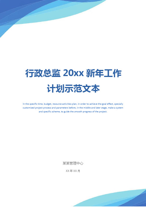 行政总监20xx新年工作计划示范文本