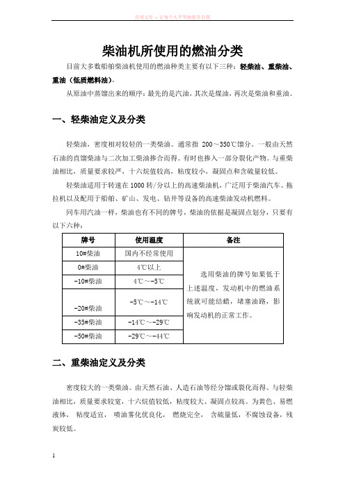 柴油机所使用的燃油分类 (1)