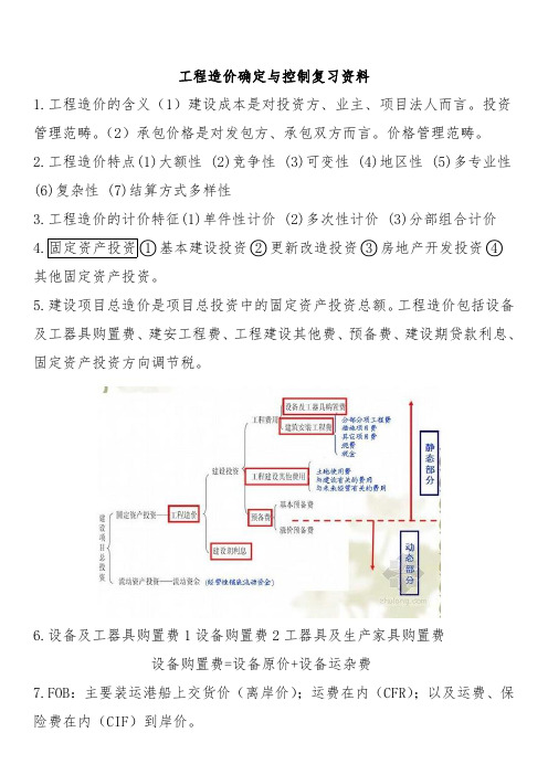 工程造价确定与控制--考前资料