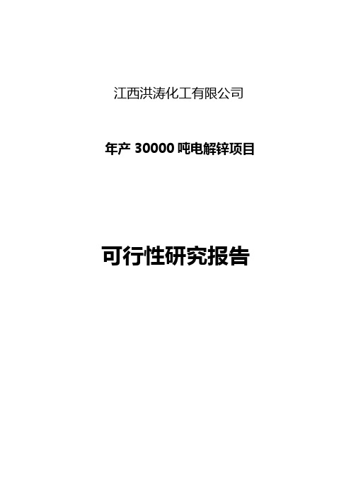 年产3万吨电解锌生产建设项目可行性研究报告