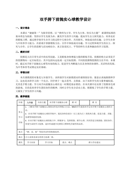 双手胯下前抛实心球教学设计