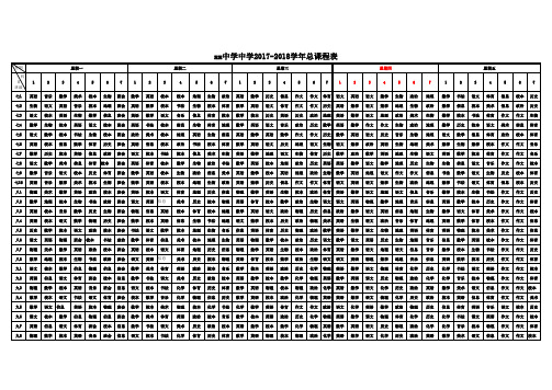 xx中学2017--2018总课程表样表