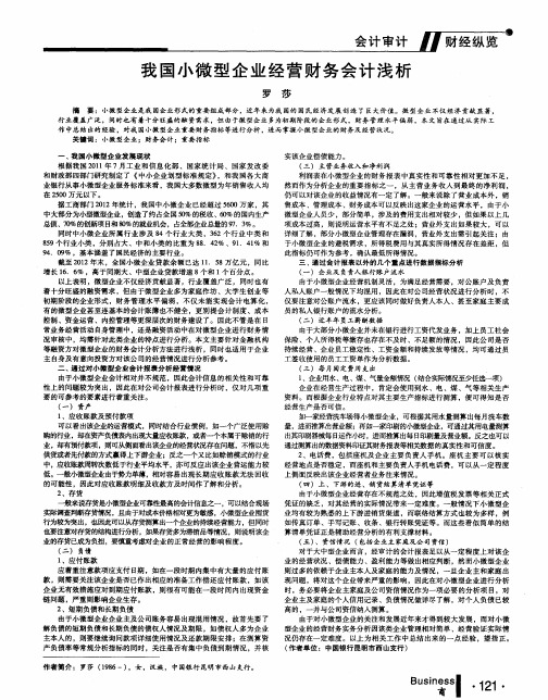 我国小微型企业经营财务会计浅析