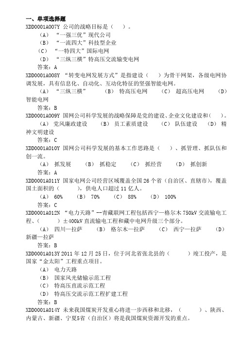 电力与能源战略企业文化题库