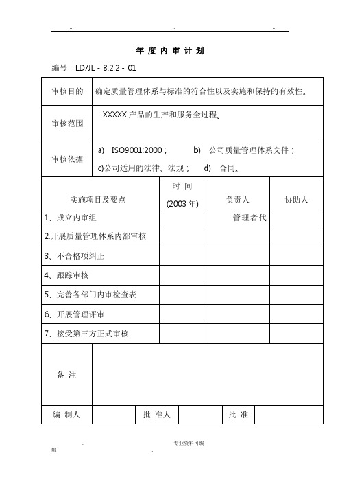 质量管理体系内部审核全套资料全