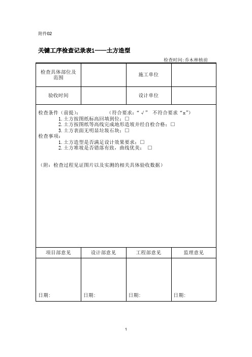 关键工序检查记录表