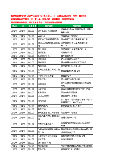 2020新版上海市上海市宝山区照明工商企业公司商家名录名单黄页联系电话号码地址大全108家