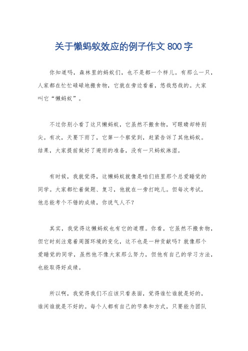 关于懒蚂蚁效应的例子作文800字