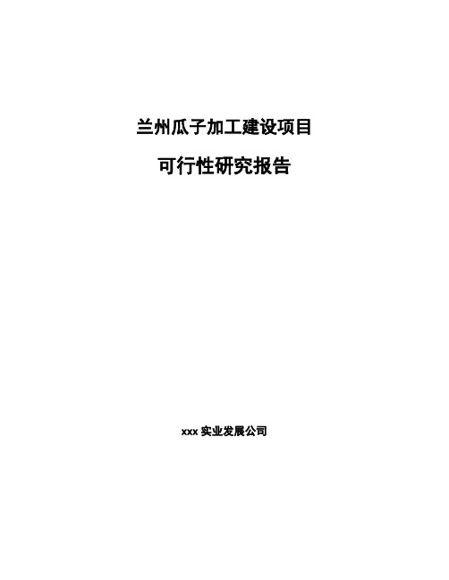 兰州瓜子加工建设项目可行性研究报告