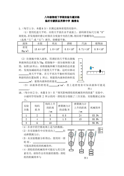 八年级物理下学期实验、作图专题训练