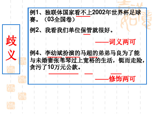 高三语文复习 病句专题 修改病句之表意不明