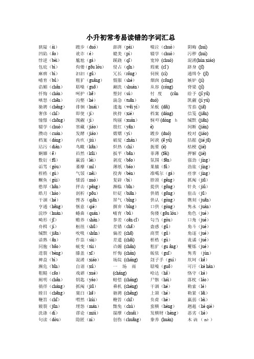 (完整版)小升初语文常考易读错的字词汇总(最新整理)