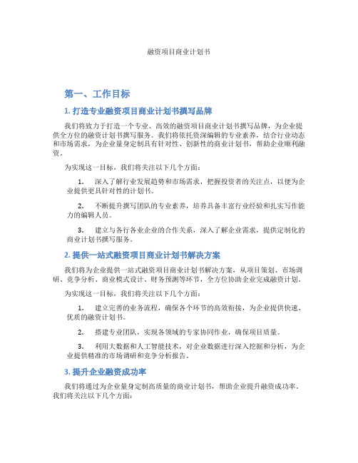 融资项目商业计划书