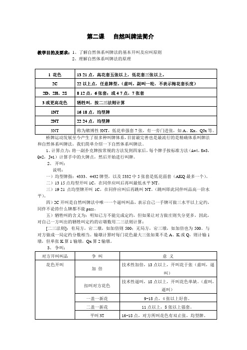 二、自然叫牌法简介