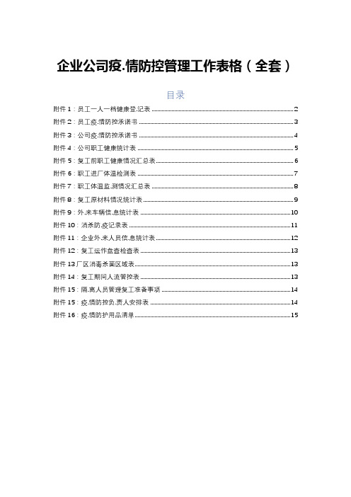 企业公司新.冠肺.炎疫.情防控管理工作表格(全套)