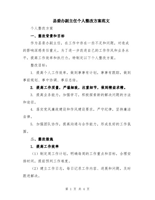 县委办副主任个人整改方案范文