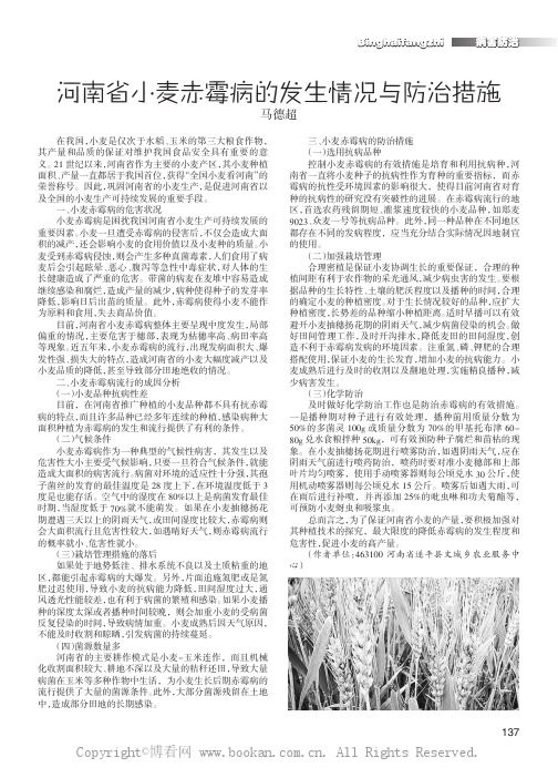 河南省小麦赤霉病的发生情况与防治措施