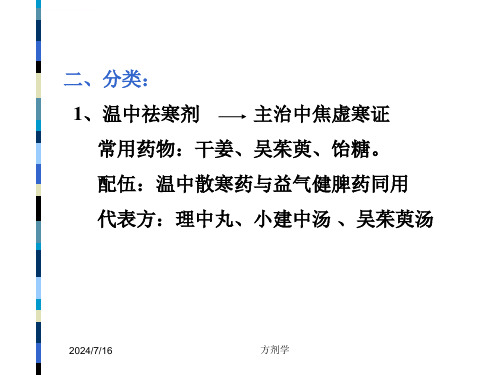 北京医科大方剂学ppt课件10.温里剂