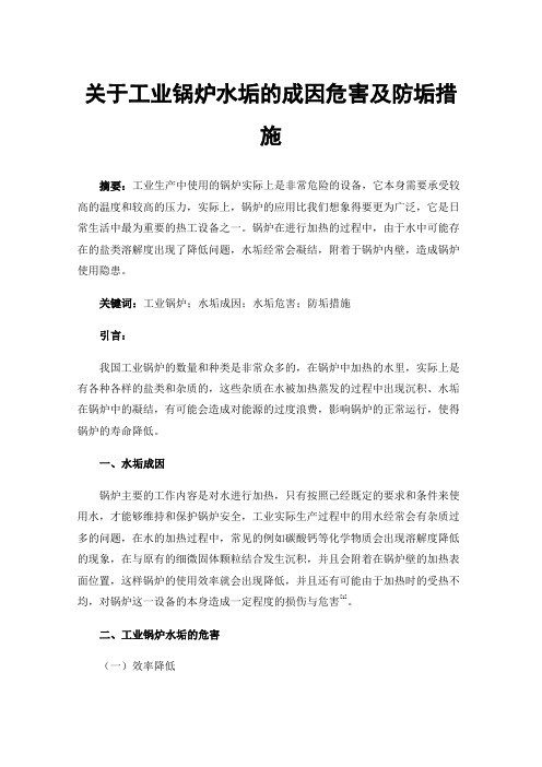 关于工业锅炉水垢的成因危害及防垢措施