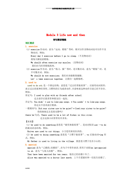 九年级英语下册 Module 3 Life now and then词句精讲精练(含解析)(新版)外研版