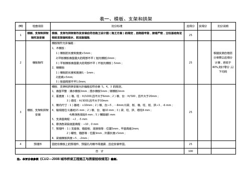 城市桥梁工程施工质量检查评分表