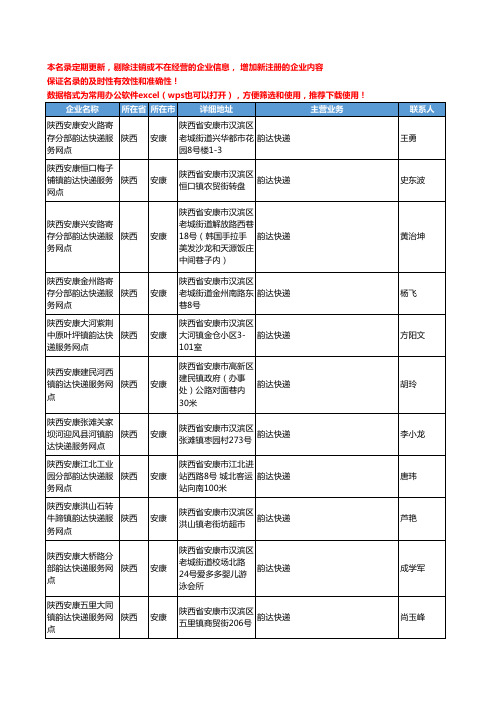 2020新版陕西省安康韵达快递工商企业公司名录名单黄页联系方式大全40家