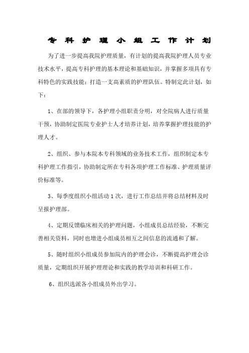 专科护理小组计划 (1)