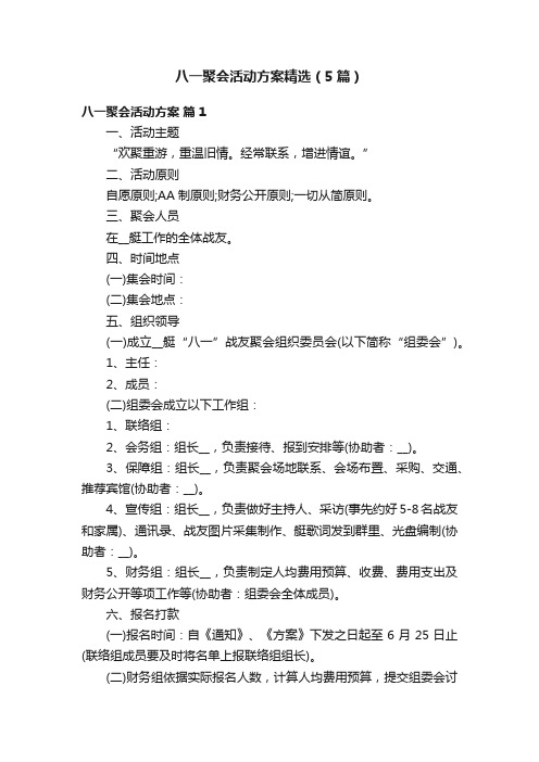 八一聚会活动方案精选（5篇）