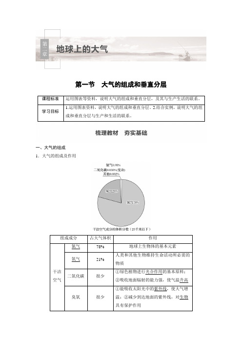 2020年 新人教版 高中地理必修一  第2章 第一节 大气的组成和垂直分层