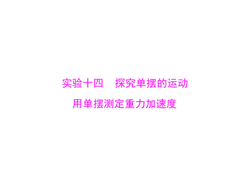 新高考物理大一轮复习课件：实验十四 探究单摆的运动用单摆测定重力加速度 (共29张PPT)