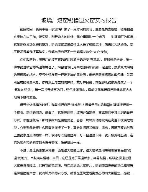 玻璃厂熔窑锡槽退火窑实习报告